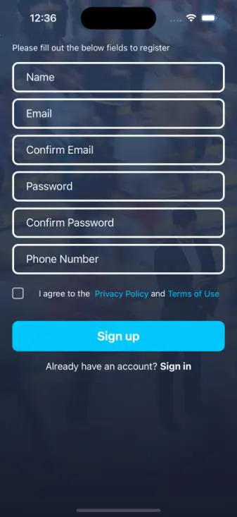 eljo registration screen
